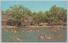 People Enjoy The Water @ Epworth Forest~Beach Scene~North Webster IN~PM 1972 PC