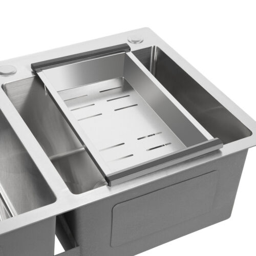 Kitchen Sink Double Sink Bowl Dual Mount Sink+Faucet stable Stainless Steel NEW - Picture 12 of 22