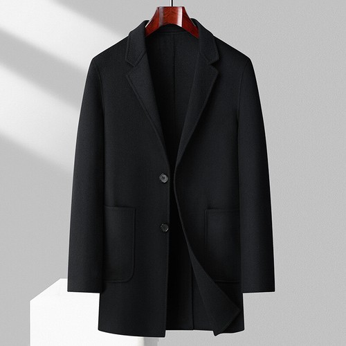 Men Double-sided Wool Cashmere Coat Mid-length Thickened Business Wool Slim Tops - Picture 6 of 14