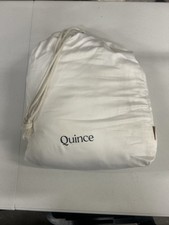 Quince European Linen Piped Duvet Cover Set in White / Toffee - King / Cal King