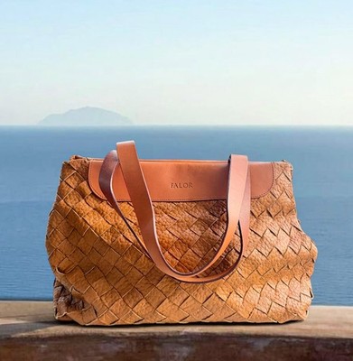 Vintage FALOR Firenze Woven Leather Tote Bag Handmade Italy Brown Artisan NWT
