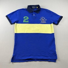 Polo Ralph Lauren Shirt Mens Small Blue Yellow Custom Slim Fit Pony Crest Logo