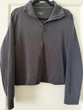 Athleta Women's Gray 1/4 Zip Mock Neck Pullover Top M Knit Long Sleeve