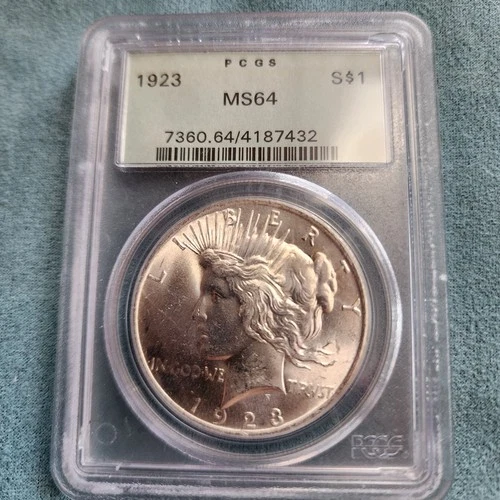 1923 $1 PCGS MS 64 Peace Silver Dollar OGH Old Green Holder