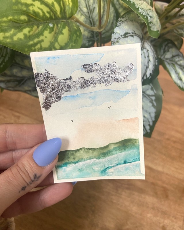 ACEO Original Art Card 2.5 x 3.5 ocean Landscape  Painting