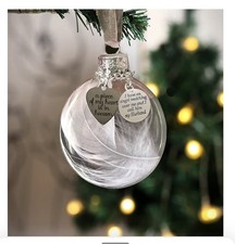 Clear Christmas Memorial Ornament Feather Ball, A Piece of My Heart is in Heaven