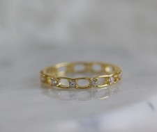 18 KT Gold Plated Sterling Silver Ring Size 7, Cubic Zirconias