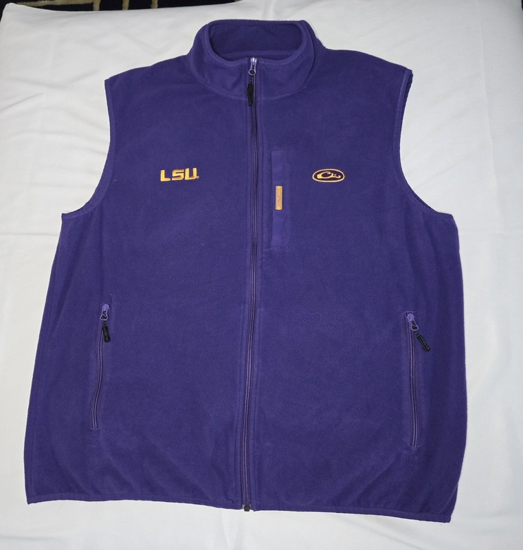 LSU Tigers Purple & Gold Fleece Vest Drake Clothing Company XL Magnattach