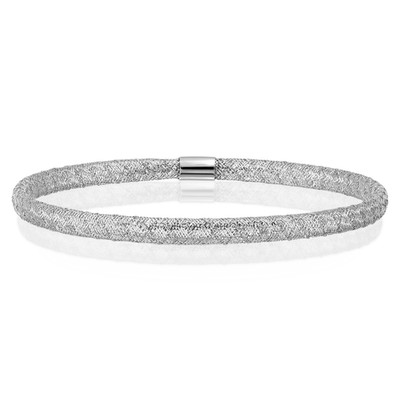 IceCarats 14K massives Weißgold Stretch Armreif Armband 7 Zoll poliert für Frauen