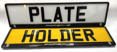 1 x Porsche white  3D Gloss Gel - Quick Release - Number Plate Holder