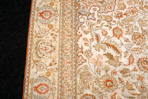 Seidenteppich Isfahan 143 x 84 cm Orient Teppich Esfahan Beige Handgeknüpft Rug - Bild 13 von 17