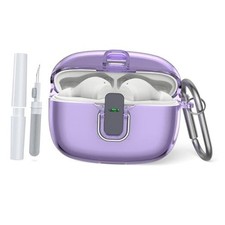 Transparent TPU Protective Cover with Carabiner for JBL Vibe Beam Clear Purple