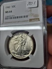 1942-P Walking Liberty Half Dollar 50C NGC MS64 Gem Brilliant Silver US Coin