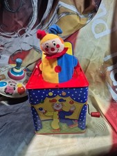 Vintage Schylling Clown Jack in the Box Musical Wind Up Metal 1997 WORKING