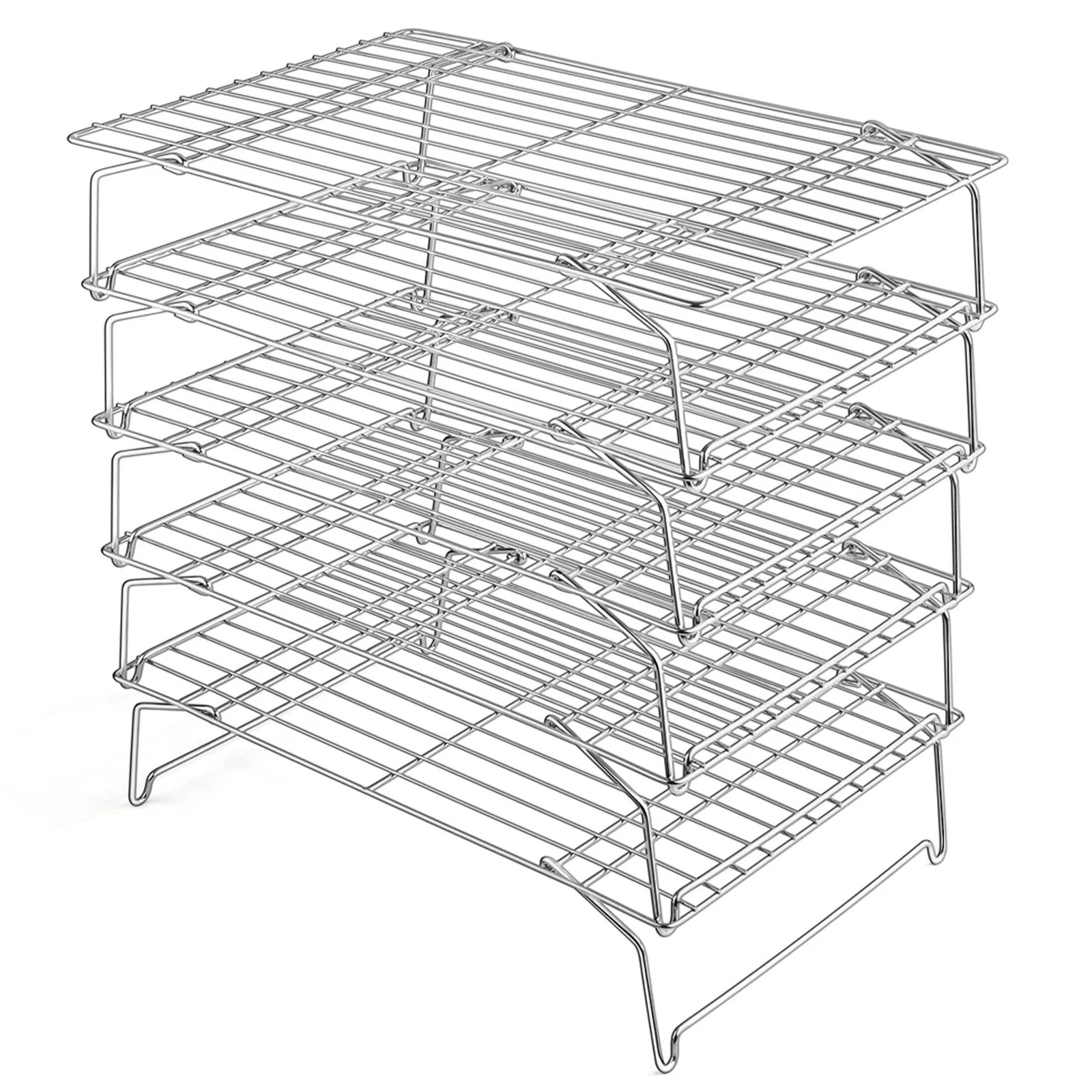 15IN x 10IN Cooling Baking Rack Set of 5, 5-Tier Stackable Stainless Steel Wi...
