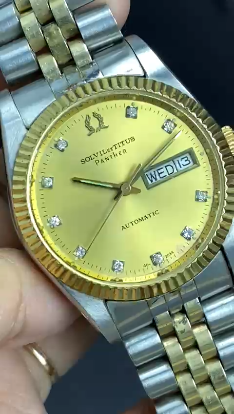 RARE Solvil et Titus Automatic Index Diamond Day Date Two Tone