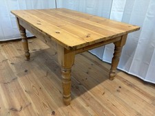 Vintage Rustic Pine Farmhouse Table with Two Drawers