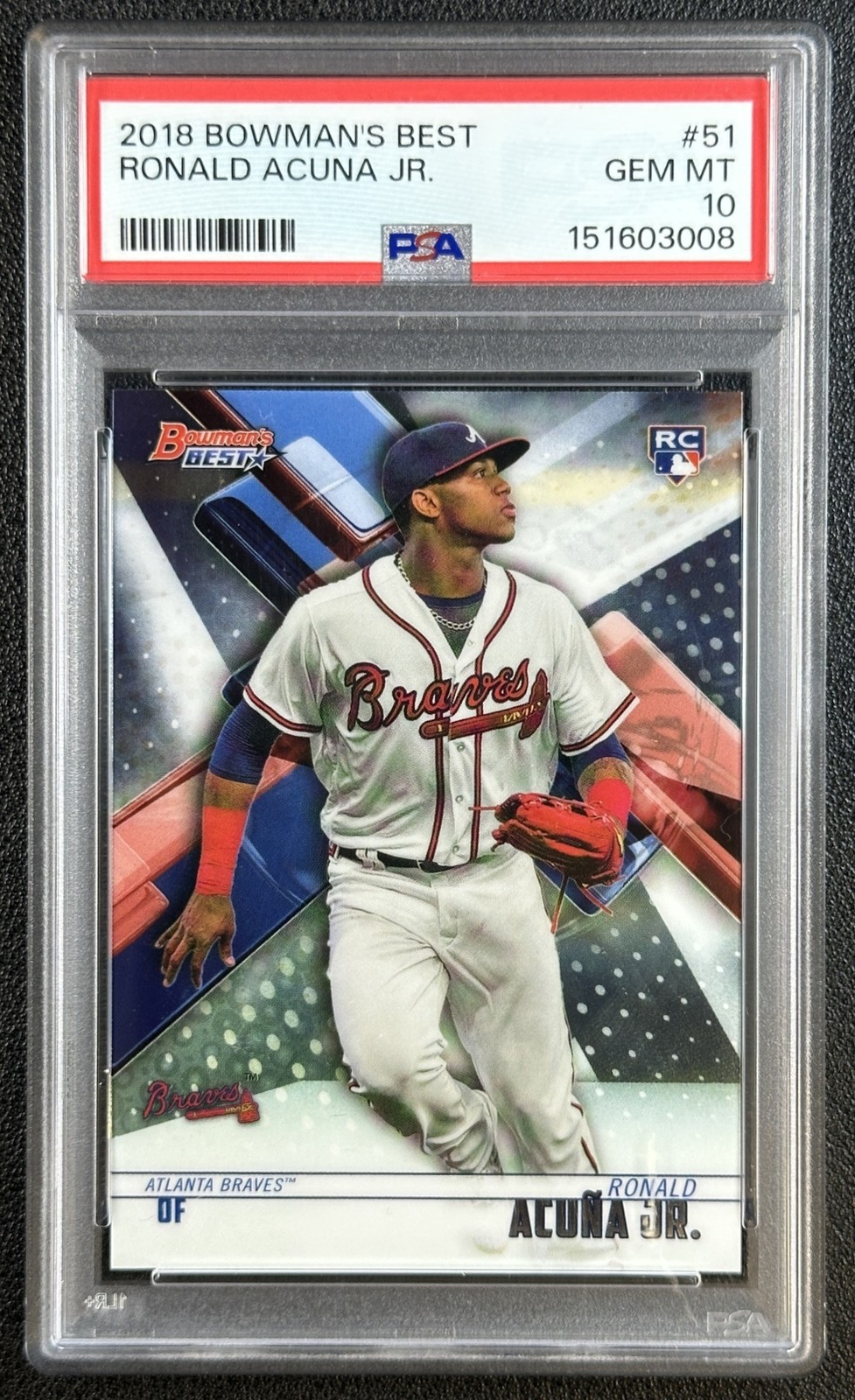 RONALD ACUNA JR. PSA 10 2018 BOWMAN'S BEST #51 ROOKIE RC BRAVES 3008