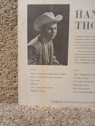 HANK THOMPSON~This Broken Heart of Mine~CAPITOL 12"~LP 33 RPM- #145 - Imagen 11 de 17