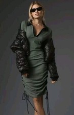 NEW Anthropologie Daily Practice Long Sleeve Rouched Midi Dress Women's Size XXS