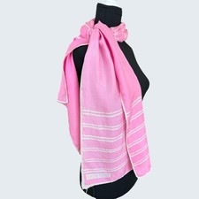 Vintage Givenchy Pink White Striped Silk Rectangular Scarf 60s 70s