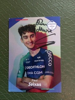 Autogramm von Paul Seixas auf Karte 10/15 cm. Tour De France Radfahrer