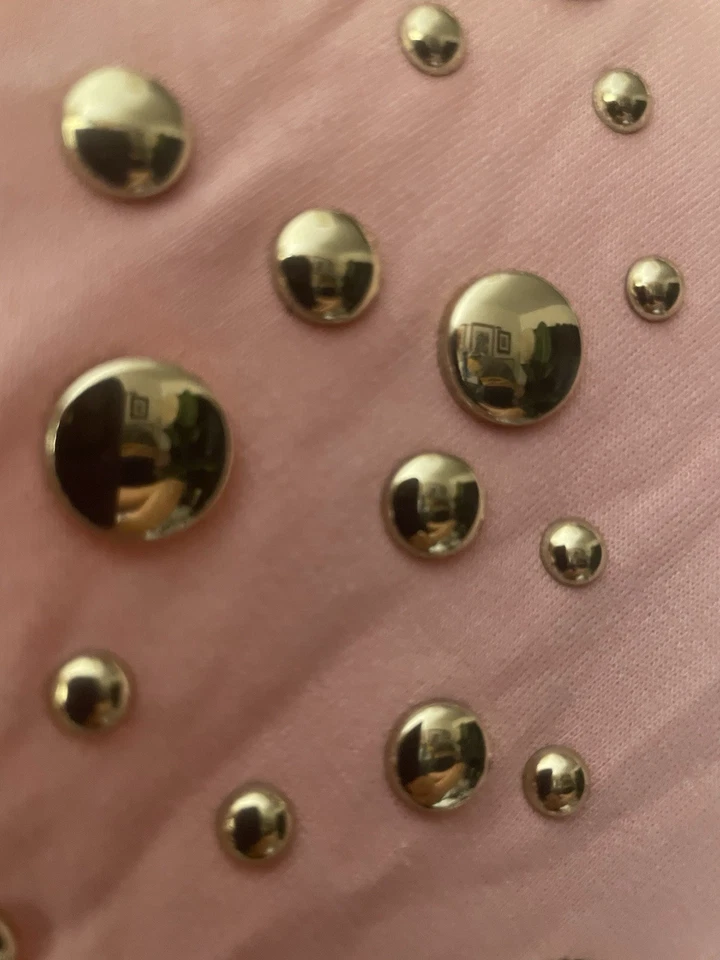 Camiseta MICHAEL KORS rosa manga longa nova com etiquetas cravejada MSRP $88 - Imagem 4 de 4