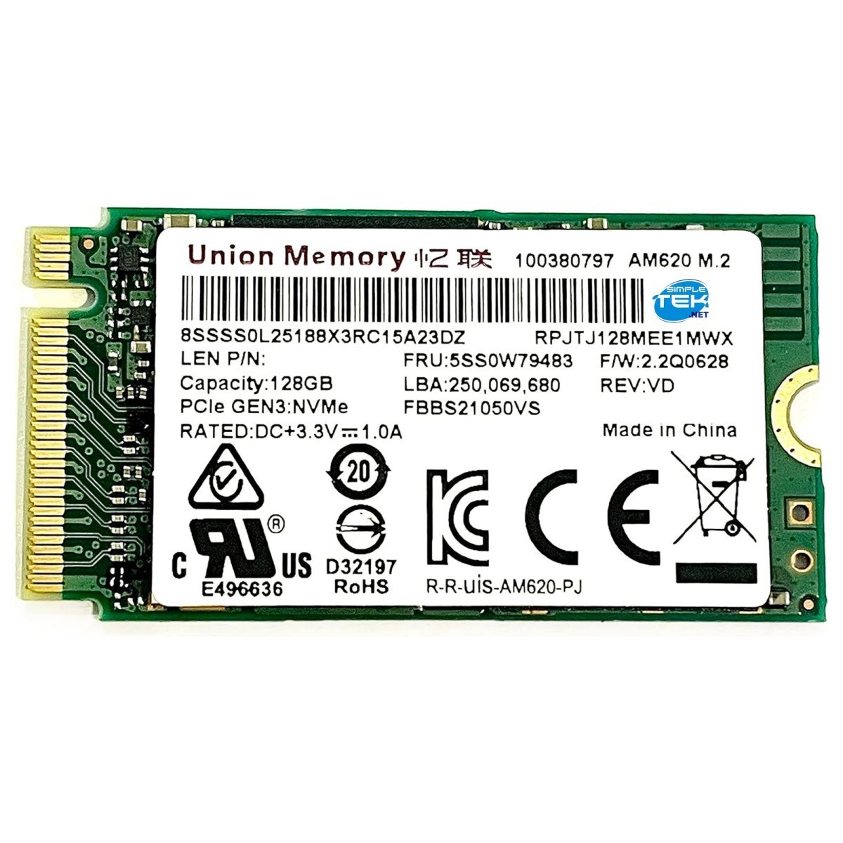 Lenovo Union Memory Am620 SSD M.2 2242 128GB PCIe NVMe 5SS0W79483