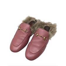 Gucci Princetown Mauve Pink Fur Mule Loafer Size EU 38