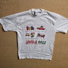 Vintage 90s Jingle Bills Funny Christmas T-Shirt USA Made Sz L Single Stitch