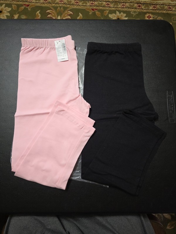 New Girls Sz 10/12 Pink And Black Stretch Capris