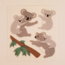 Rare Sandylion Koala Bear and Joey Fuzzy Sticker Mod 1 Square  - Vintage Sticker