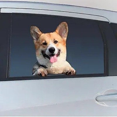 Dog Car Window Decal Funny 3D Dog Decals for Any Smooth Surface ( Color: Corgi