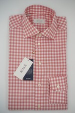 Men Eton Shirt Pink Check Single Cuff Contemporary Size 39 15.5