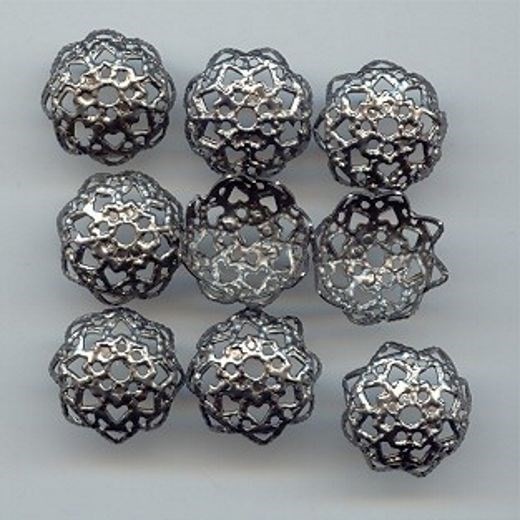 18 VINTAGE STEEL 14mm. FILIGREE UMBRELLA BEAD CAPS 2455