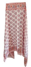 Indian Pink Floral Handblock Printed Cotton Pareo Sarong For Women