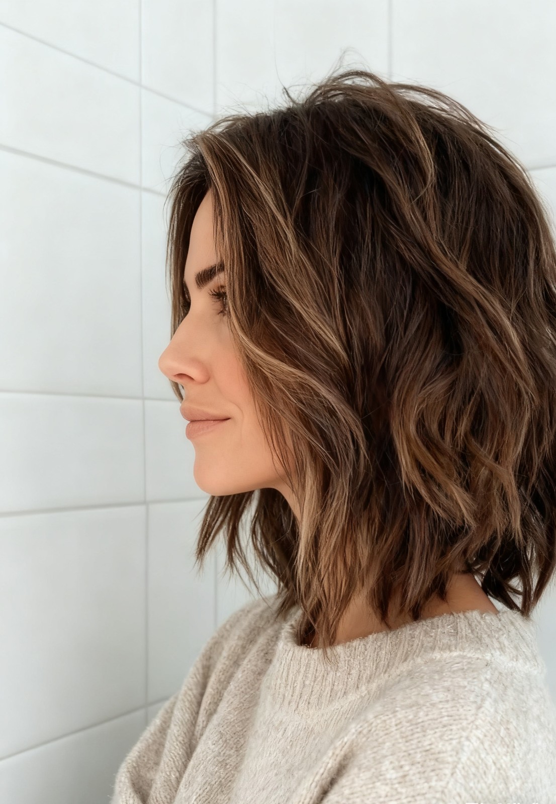 Short Ombre Brown Highlight 100% Human Hair 13x4 Lace Front Wig