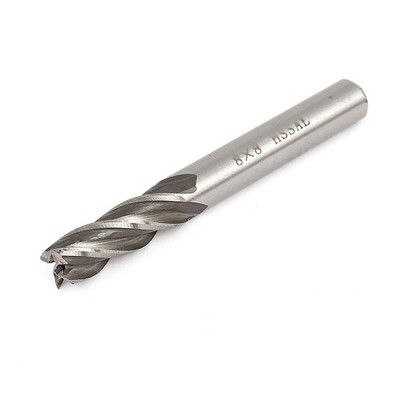 Tail 8mm, 8mm Diameter, 65mm, HSS Steel, Straight Shank, 4 Flutes End Mill