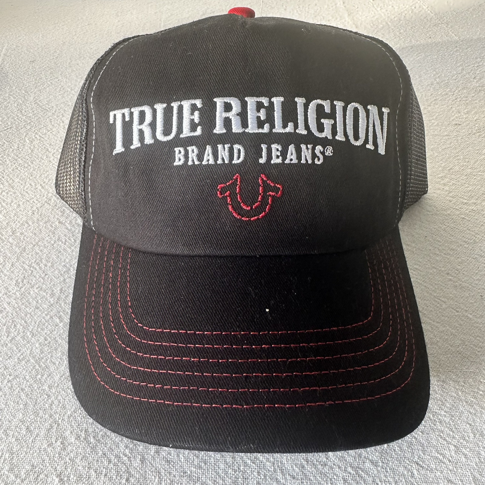 New True Religion Logo Black Adult Mens Trucker Hat Cap One Size