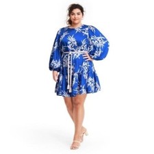 Alexis x Target Blue Floral Mini Shift Dress Plus Size 2X EUC *NO BELT*