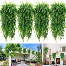 Planta colgante artificial 4 piezas hoja de helecho falsa vid hogar porche jardín boda decoración
