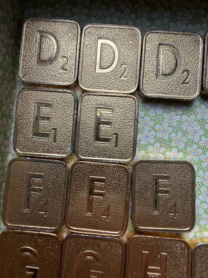vintage 24k Gold plated Scrabble Letters  D E F G H I U N T W Z - Image 4 of 4