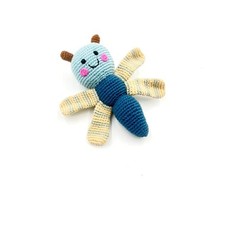 Pebble Fair Trade Handmade Crochet Cotton Dragonfly Rattle - Petrol, Blue