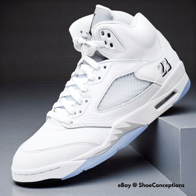 #ad #ad Nike Air Jordan 5 Retro OG White Black Metallic Silver HQ7978 103 Men#x27;s Size NEW $174.88