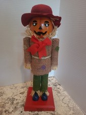 Scarecrow 14 Wood Nutcracker Pumpkin Hallowee...
