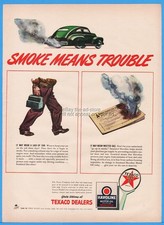 1943 Texas Company Texaco Havoline Motor Oil WWII Gas Ration Coupons Smoke Ad