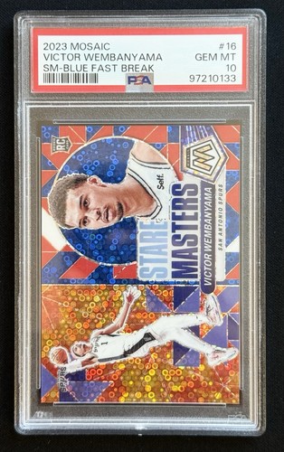 Panini Mosaic 2023 Victor Wembanyama #16 Stare Masters Blue FB /85 PSA 10 Spurs