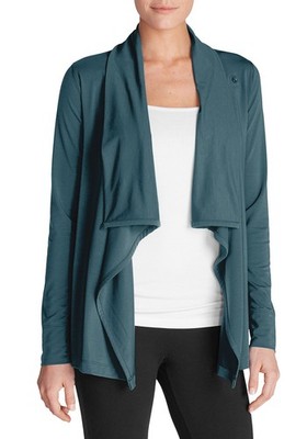 Eddie Bauer Damen Daisy Jacke mit Knopf Cardigan Blazer Blouson, Blau, XS (32)