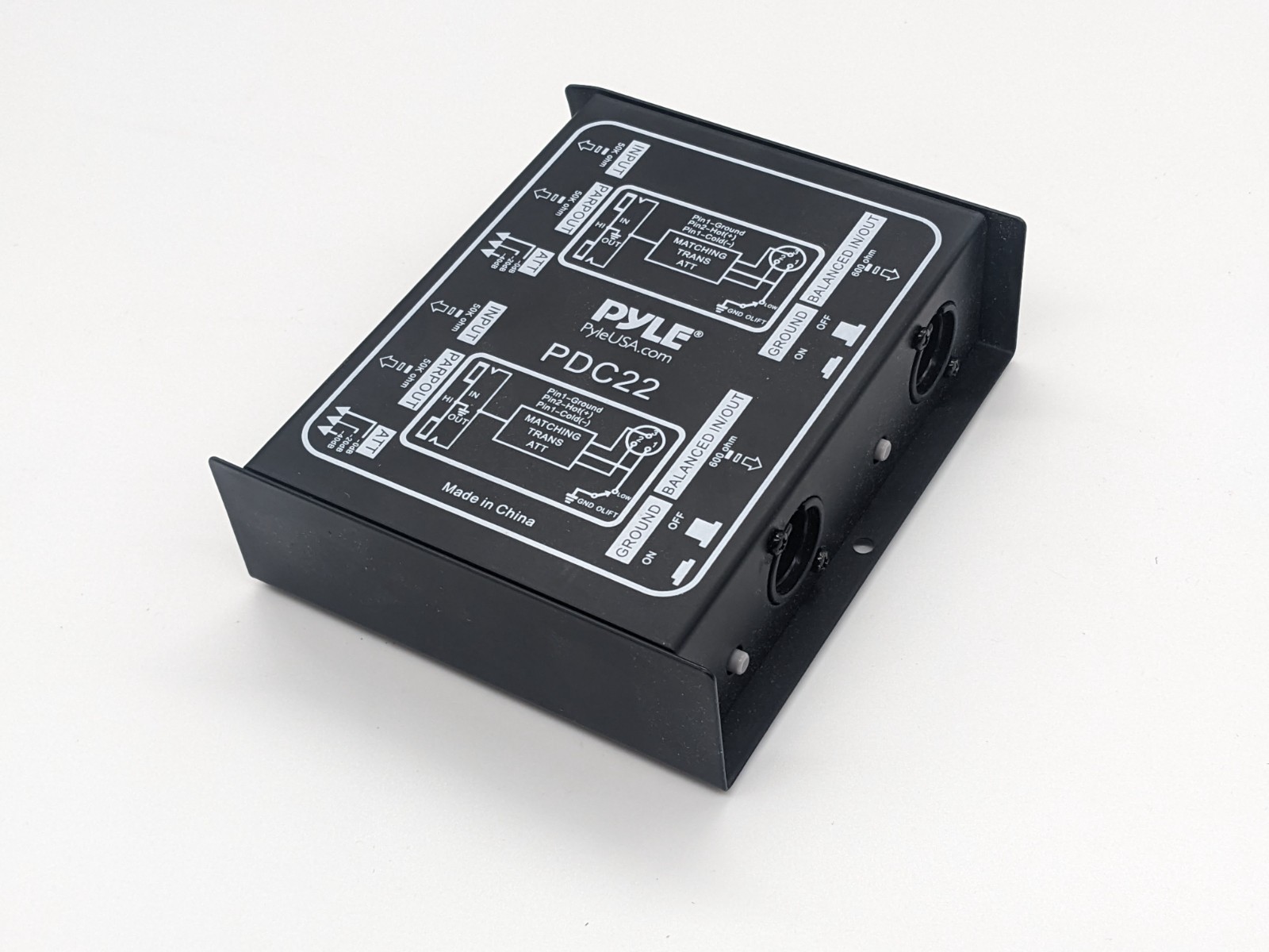 Pyle PDC22 passive DI box audio hum eliminator 1/4"" XLR converter dual direct