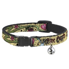 Cat Collar Breakaway with Bell Live Hard Die Young Tan NARROW Fits 8.5-12"